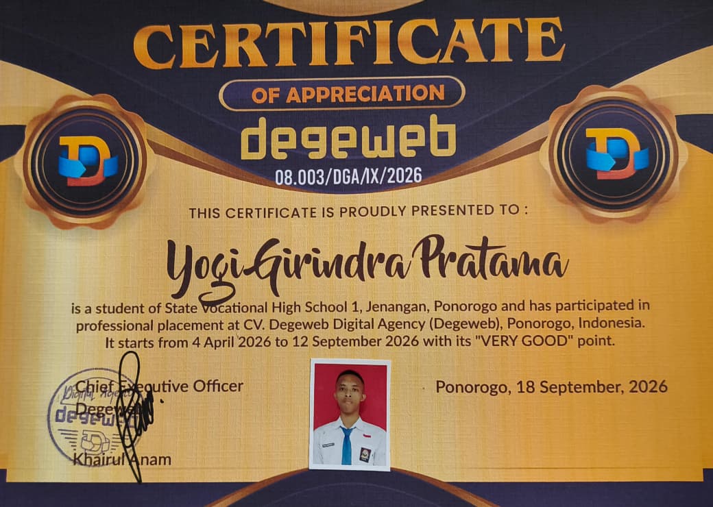 Sertifikat Yogi Girindra Pratama